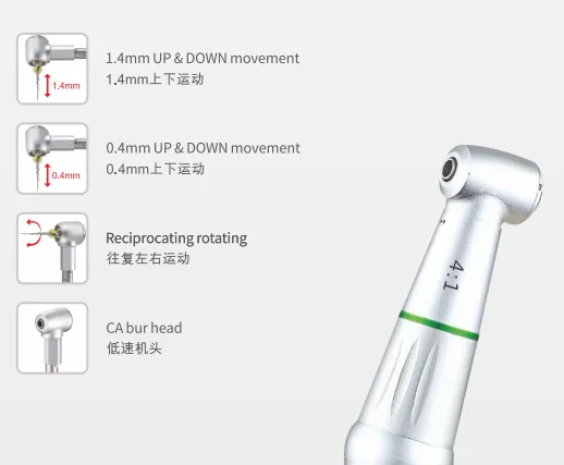 Reciprocating 4:1 Endo Internal Irrigation Contra Angle Handpiece Model : R04N-51C (Tealth®)